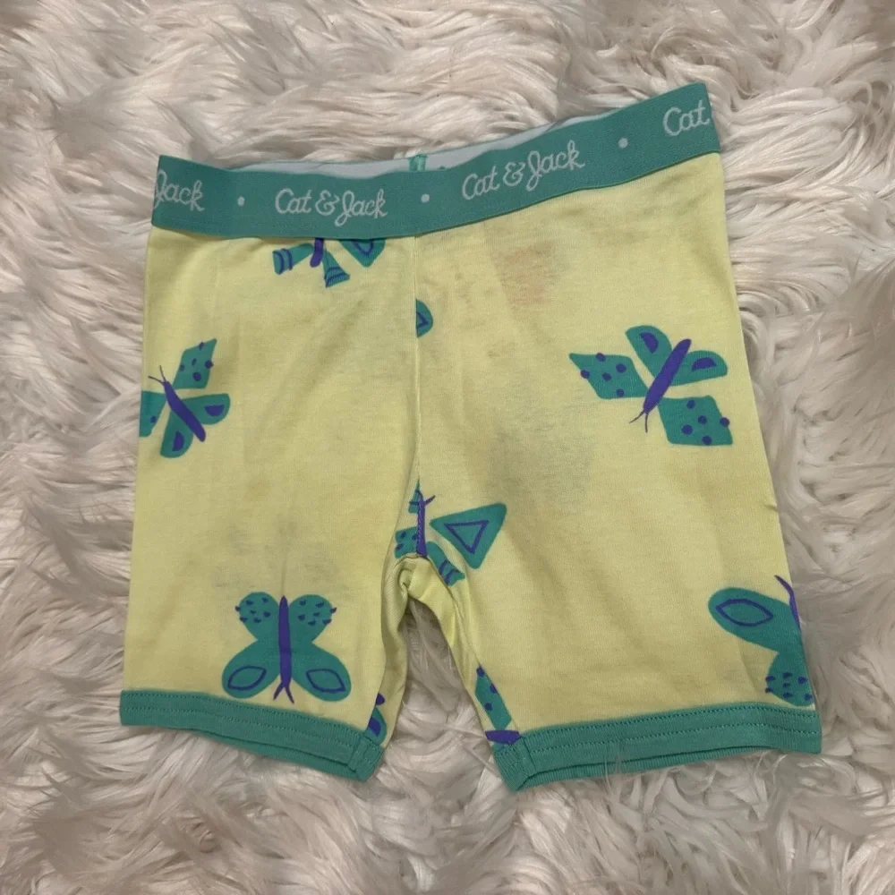 Cat & Jack Girls Size 4 Light Green Butterfly Cotton‎ Pajama Set NWT